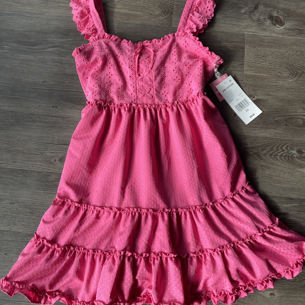Rare Editions Bright Pink Eyelet Dress
